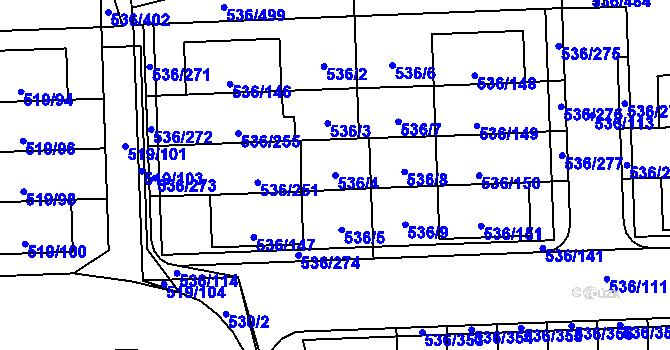 Parcela st. 536/4 v KÚ Háje, Katastrální mapa