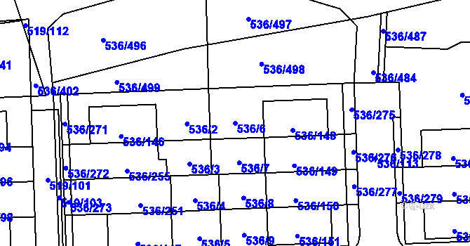 Parcela st. 536/6 v KÚ Háje, Katastrální mapa