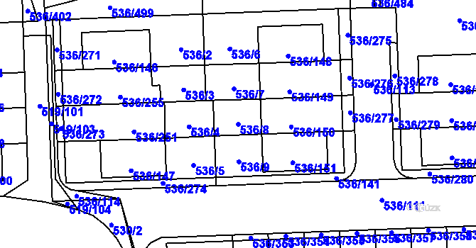 Parcela st. 536/8 v KÚ Háje, Katastrální mapa