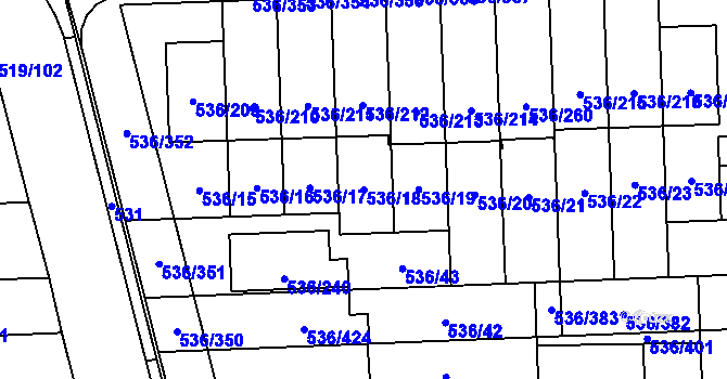 Parcela st. 536/18 v KÚ Háje, Katastrální mapa