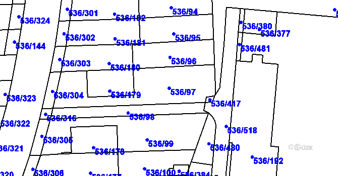 Parcela st. 536/97 v KÚ Háje, Katastrální mapa