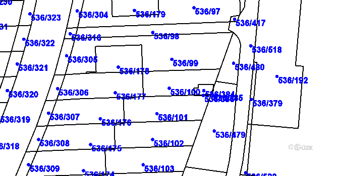 Parcela st. 536/100 v KÚ Háje, Katastrální mapa