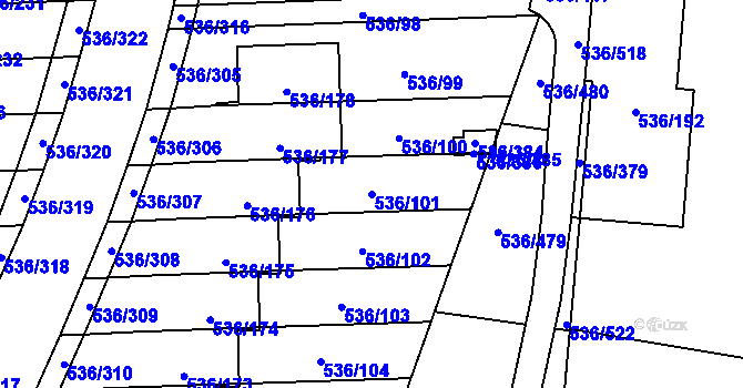 Parcela st. 536/101 v KÚ Háje, Katastrální mapa