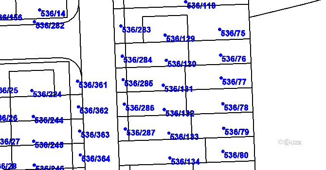 Parcela st. 536/131 v KÚ Háje, Katastrální mapa
