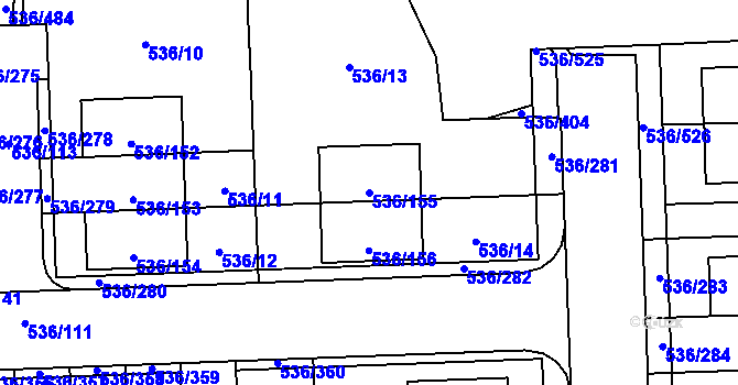 Parcela st. 536/155 v KÚ Háje, Katastrální mapa