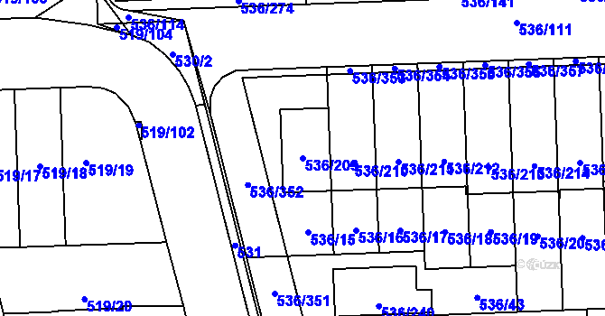 Parcela st. 536/209 v KÚ Háje, Katastrální mapa