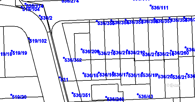 Parcela st. 536/210 v KÚ Háje, Katastrální mapa