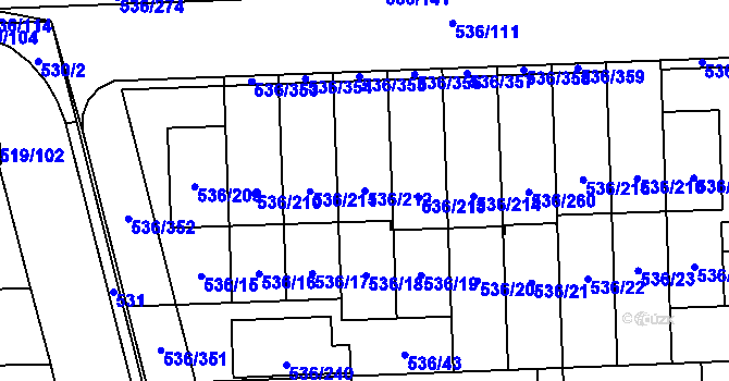 Parcela st. 536/212 v KÚ Háje, Katastrální mapa