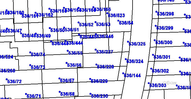 Parcela st. 536/227 v KÚ Háje, Katastrální mapa