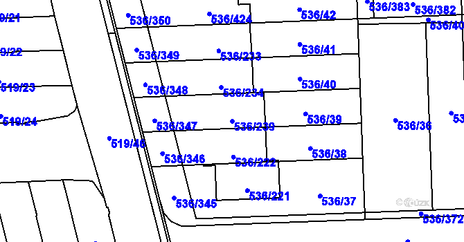 Parcela st. 536/239 v KÚ Háje, Katastrální mapa