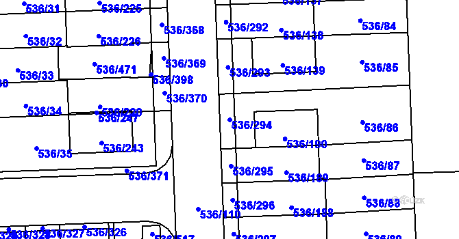 Parcela st. 536/294 v KÚ Háje, Katastrální mapa