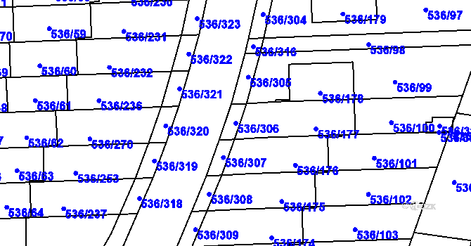 Parcela st. 536/306 v KÚ Háje, Katastrální mapa