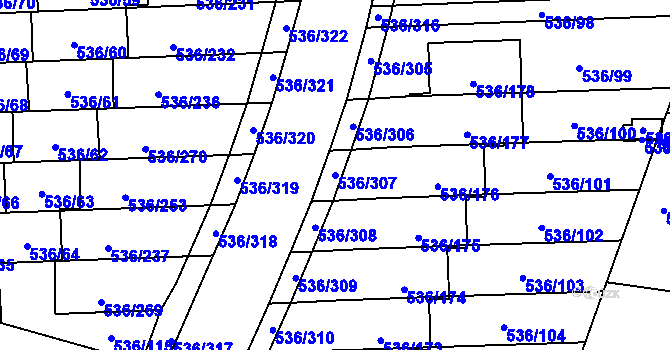 Parcela st. 536/307 v KÚ Háje, Katastrální mapa