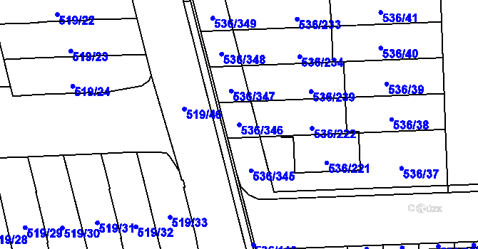 Parcela st. 536/346 v KÚ Háje, Katastrální mapa