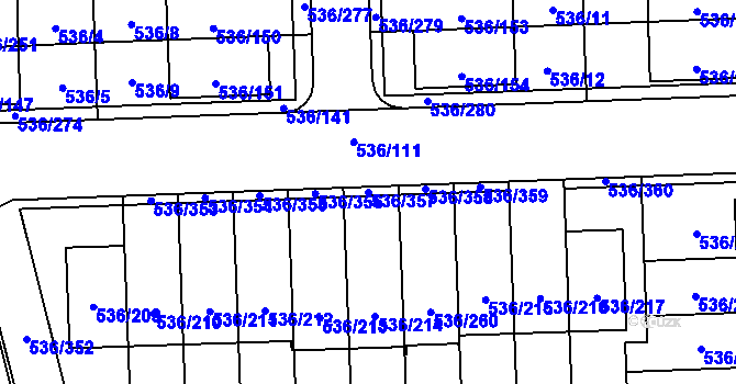 Parcela st. 536/357 v KÚ Háje, Katastrální mapa