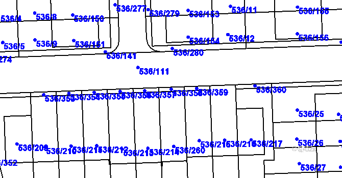 Parcela st. 536/358 v KÚ Háje, Katastrální mapa