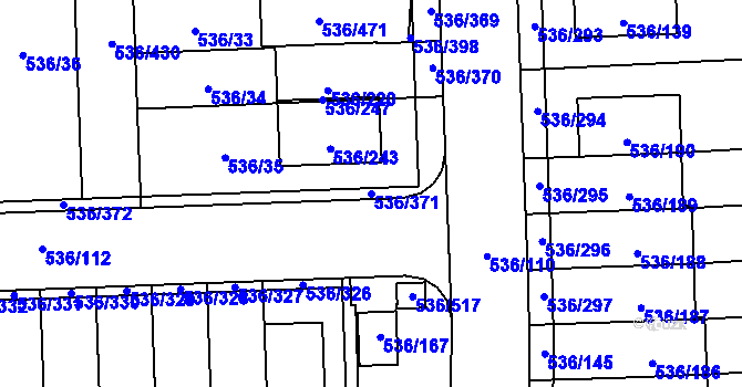 Parcela st. 536/371 v KÚ Háje, Katastrální mapa
