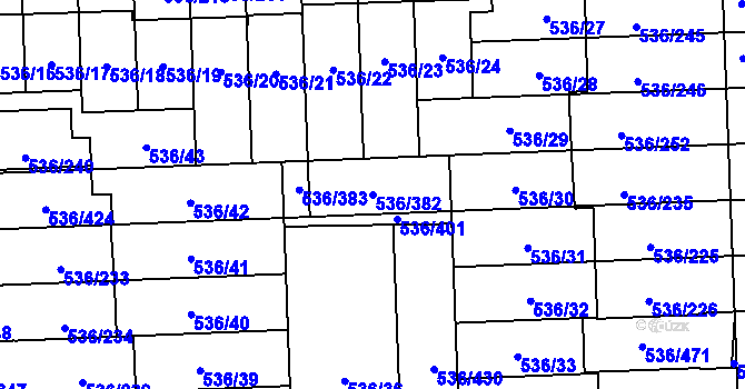Parcela st. 536/382 v KÚ Háje, Katastrální mapa