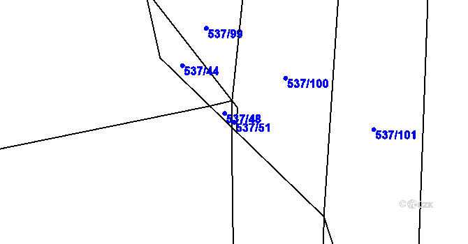 Parcela st. 537/51 v KÚ Háje, Katastrální mapa