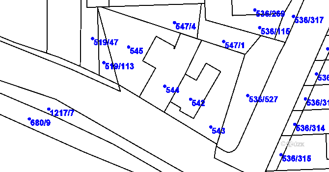 Parcela st. 544 v KÚ Háje, Katastrální mapa