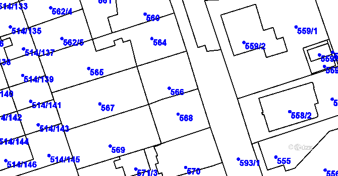 Parcela st. 566 v KÚ Háje, Katastrální mapa