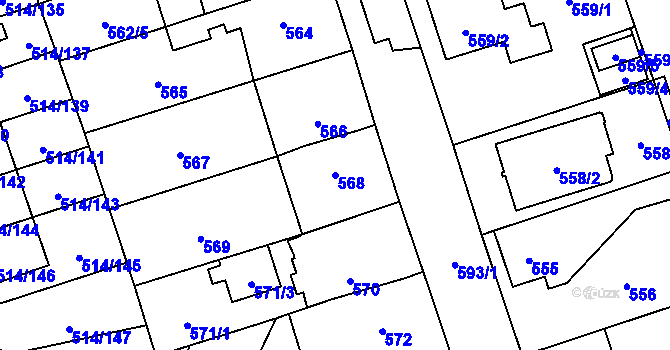 Parcela st. 568 v KÚ Háje, Katastrální mapa