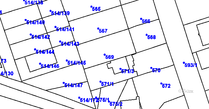 Parcela st. 569 v KÚ Háje, Katastrální mapa