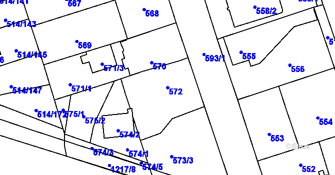 Parcela st. 572 v KÚ Háje, Katastrální mapa