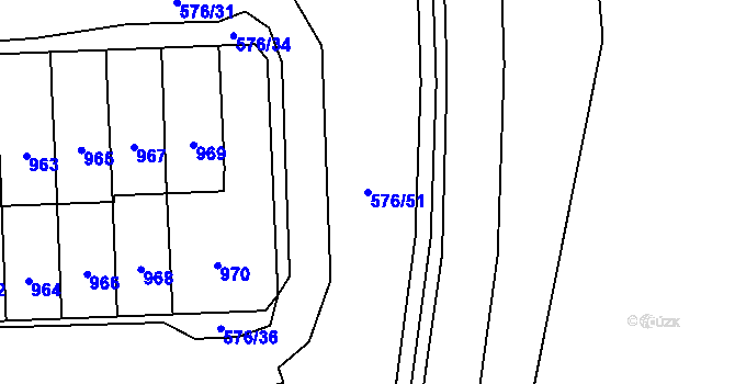 Parcela st. 576/51 v KÚ Háje, Katastrální mapa