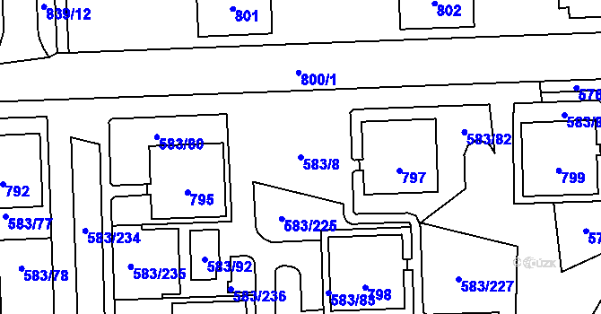 Parcela st. 583/8 v KÚ Háje, Katastrální mapa