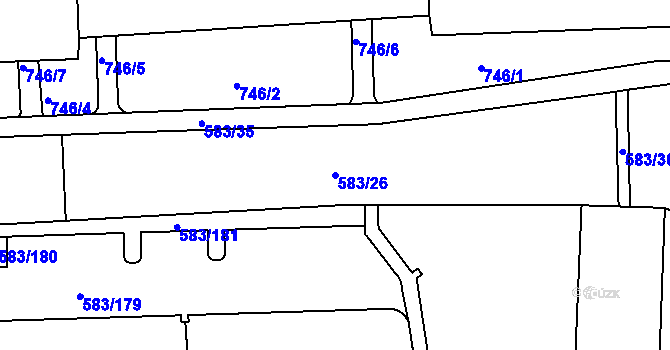 Parcela st. 583/26 v KÚ Háje, Katastrální mapa