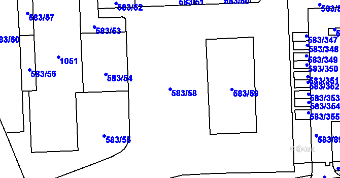 Parcela st. 583/58 v KÚ Háje, Katastrální mapa