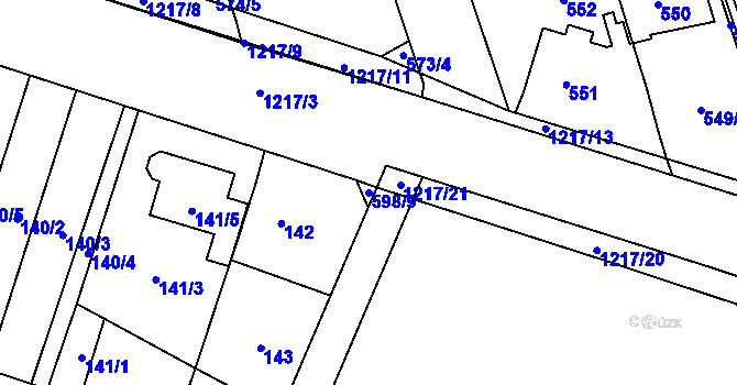 Parcela st. 598/9 v KÚ Háje, Katastrální mapa