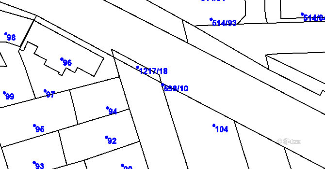 Parcela st. 598/10 v KÚ Háje, Katastrální mapa