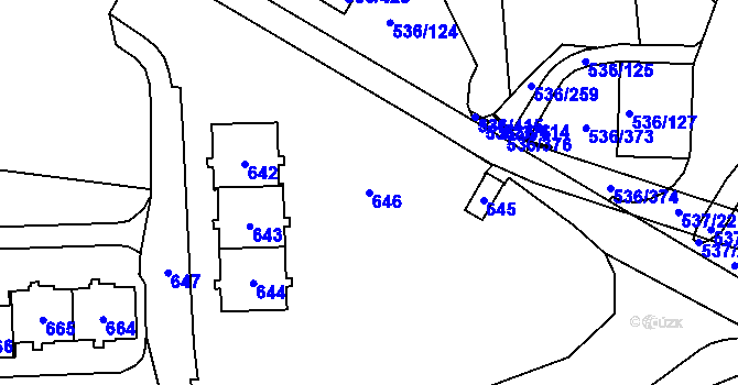 Parcela st. 646 v KÚ Háje, Katastrální mapa