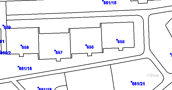 Parcela st. 656 v KÚ Háje, Katastrální mapa