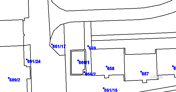 Parcela st. 659 v KÚ Háje, Katastrální mapa