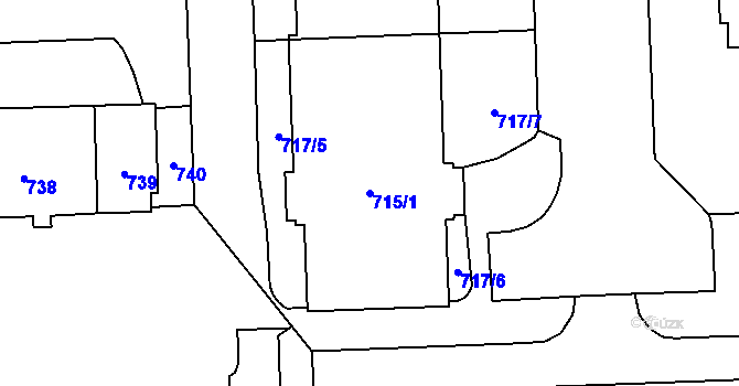 Parcela st. 715/1 v KÚ Háje, Katastrální mapa