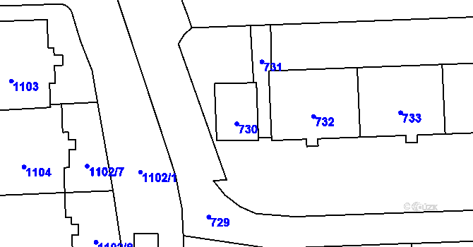 Parcela st. 730 v KÚ Háje, Katastrální mapa