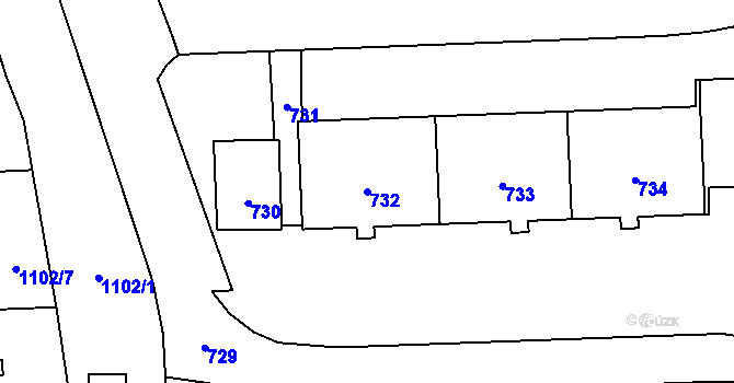 Parcela st. 732 v KÚ Háje, Katastrální mapa