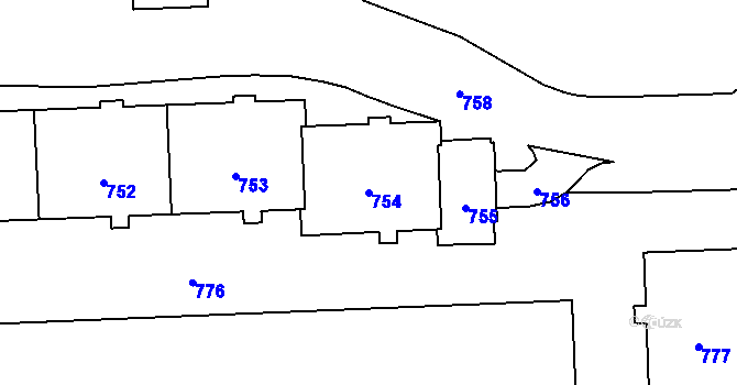 Parcela st. 754 v KÚ Háje, Katastrální mapa