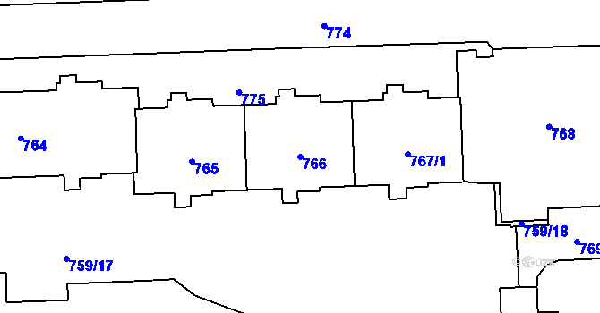 Parcela st. 766 v KÚ Háje, Katastrální mapa
