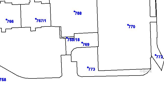 Parcela st. 769 v KÚ Háje, Katastrální mapa