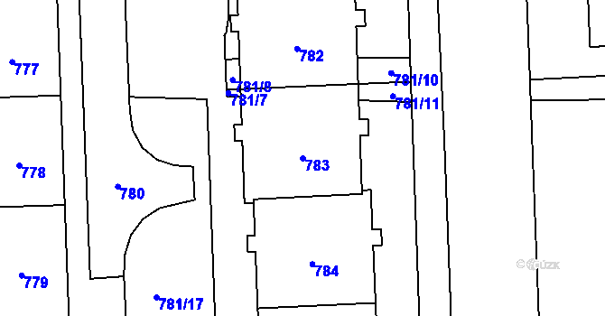 Parcela st. 783 v KÚ Háje, Katastrální mapa