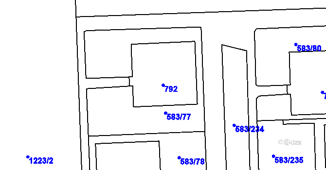 Parcela st. 792 v KÚ Háje, Katastrální mapa