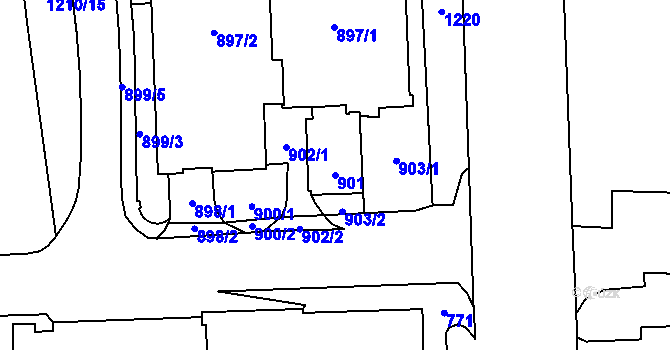 Parcela st. 901 v KÚ Háje, Katastrální mapa
