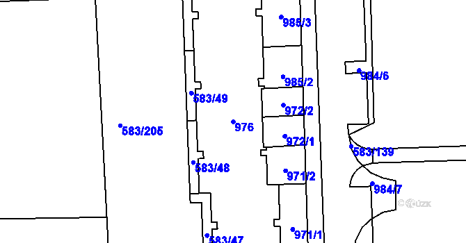 Parcela st. 976 v KÚ Háje, Katastrální mapa