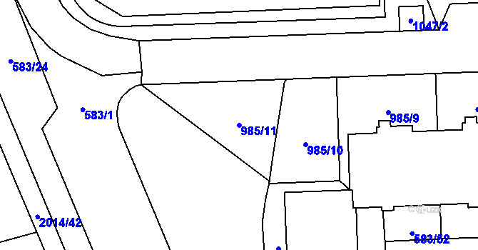 Parcela st. 985/11 v KÚ Háje, Katastrální mapa
