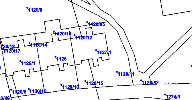 Parcela st. 1127/1 v KÚ Háje, Katastrální mapa