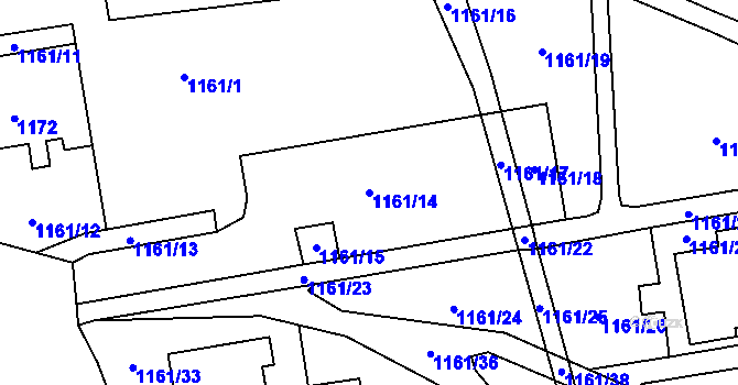 Parcela st. 1161/14 v KÚ Háje, Katastrální mapa
